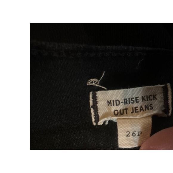 Women 26P Petite Madewell Mid-Rise Kick Out Jeans Black Rinse Wash Denim Cropped - Picture 6 of 7